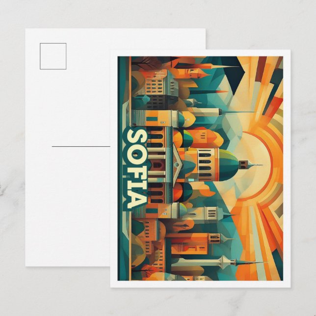 Postal Sofia Bulgaria Viajes artísticos coloridos (Anverso / Reverso)