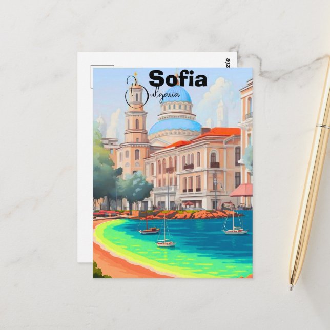Postal Sofia Travel Poster Sofia Poster Wall Art Bulgaria (Anverso/Reverso In Situ)