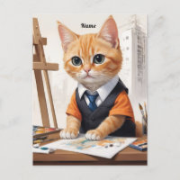 Sofisticado Arquitecto Cat Ginger Kitten Art