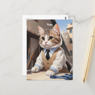 Postal Sofisticado Cat Architect Cat Lover