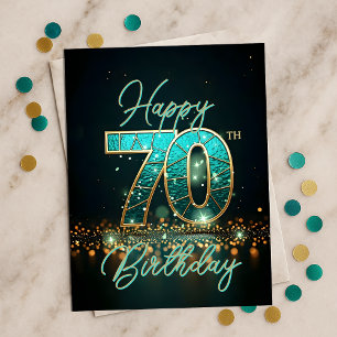 Postal Sofisticado Resplandor de Cumpleaños 70 en Ámbar T