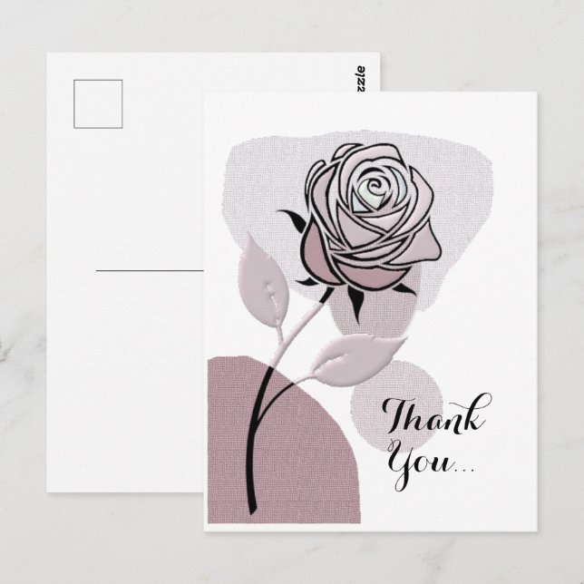 Postal Soft Artistic Lavander Rose Thank You  (Anverso / Reverso)