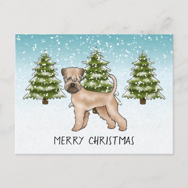 Postal Soft-Coated Wheaten Terrier Bosque Invernal Nevado (Anverso)