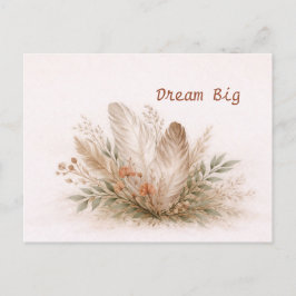 Postal Soft Neutral Boho Feather Botanical Watercolor 