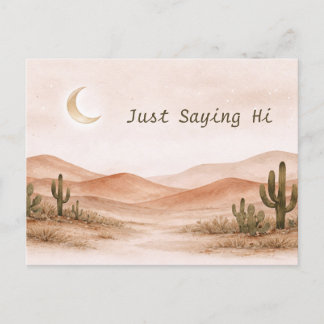 Postal Soft Neutral Desert Moonlight Cactus Landscape