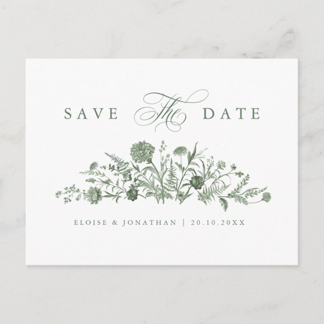 Postal Soft Pastel Ornate Spring Garden Save the Date Pos (Anverso)