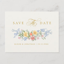 Postal Soft Pastel Ornate Spring Gold Save the Date