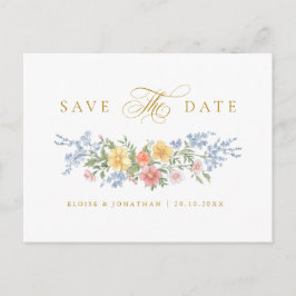Postal Soft Pastel Ornate Spring Gold Save the Date