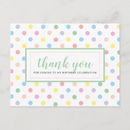 Postal Soft Pastel Polka Dots Birthday Party Gracias