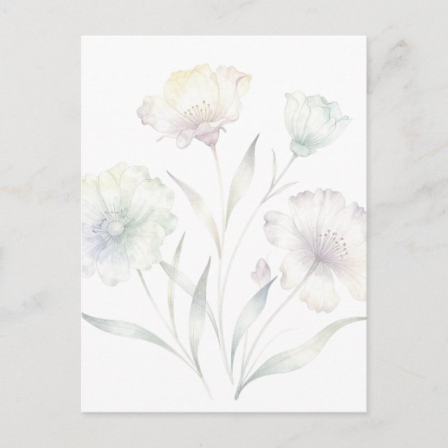 Postal Soft Pastel Wildflowers Watercolor Grace (Anverso)