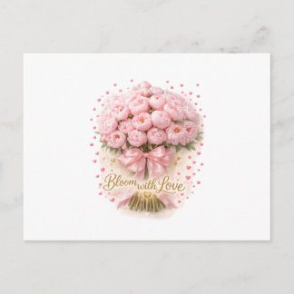 Postal Soft Pink Peonies Bouquet Bloom With Love Postcard