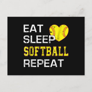 Postal Softbol Comer Sleep Sofball Repetir