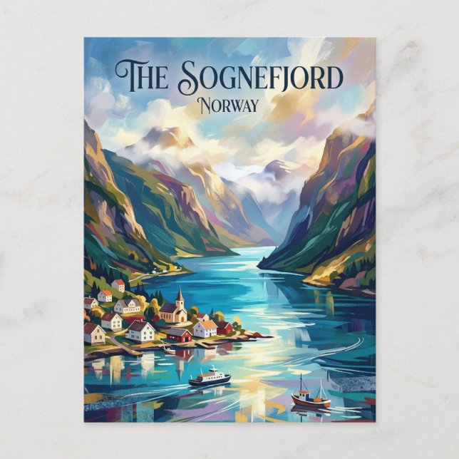 Postal Sognefjord Noruega (Anverso)