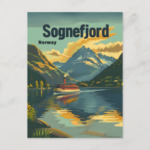 Postal Sognefjord Noruega Arte vintage