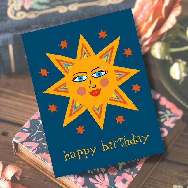 Postal Sol alegre FELIZ CUMPLEAÑOS PERSONALIZADO  (Cheerful Sun HAPPY BIRTHDAY CUSTOM Postcard
)