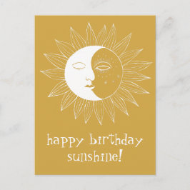 Postal Sol alegre y luna FELIZ CUMPLEAÑOS PERSONALIZADO O