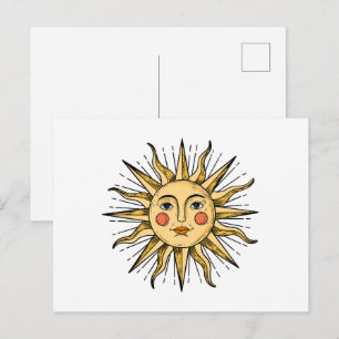 Postal Sol amarillo con cara