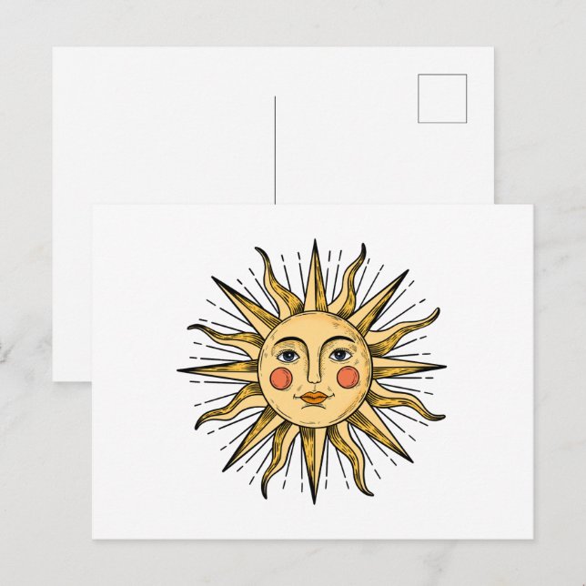 Postal Sol amarillo con cara (Anverso / Reverso)