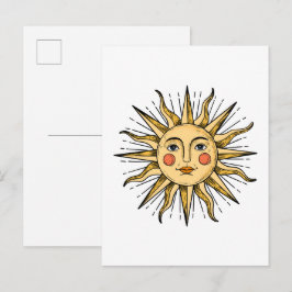 Postal Sol amarillo con cara