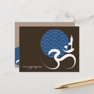 Postal Sol azul asiático Yoga Zen moderno caligrafía Om A