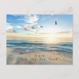 Postal Sol, cielo. Mar. Arena. Escenario de playa