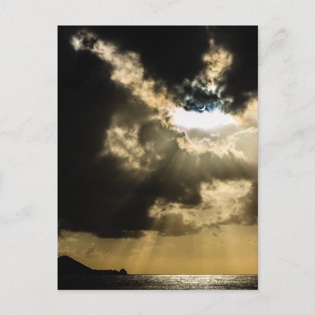 Postal Sol creciente durante eclipse solar (Anverso)