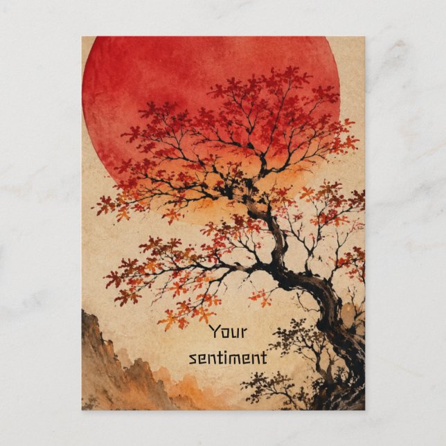 Postal Sol crimson sobre el Árbol de la Vida (Anverso)