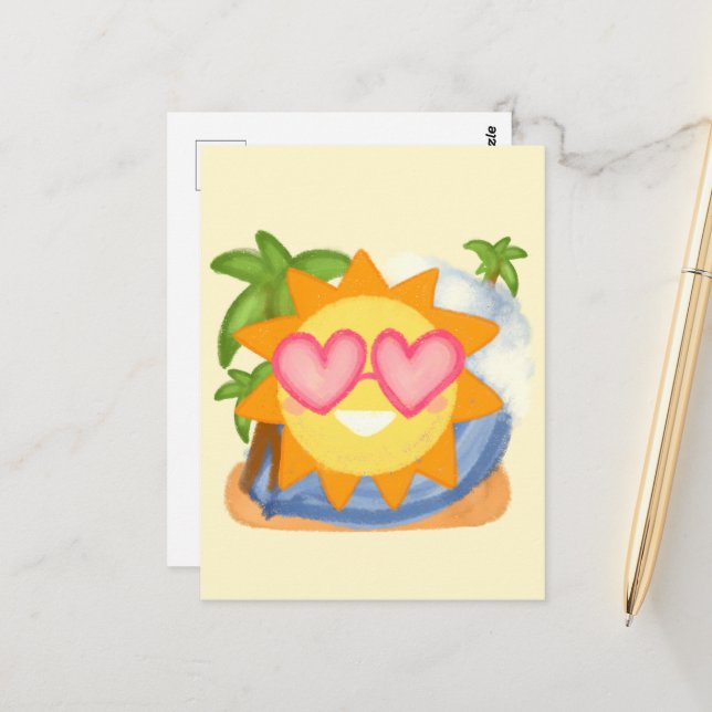 Postal Sol de vacaciones de verano relajante (Anverso/Reverso In Situ)