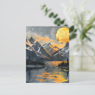 Postal Sol Dorado sobre montañas nevadas - El Bosque Boho