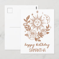 Sol Luna & Rosas Boho Mágico CUMPLEAÑOS NOMBRE PER