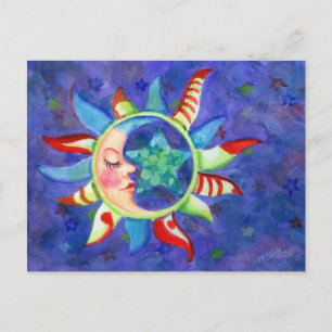 Postal SOL, LUNA y ESTRELLAS por SHARON SHARPE