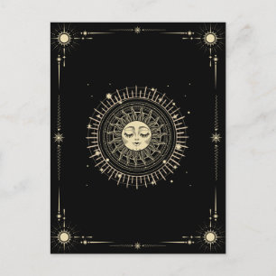 Postal Sol mágico de tarot boho místico