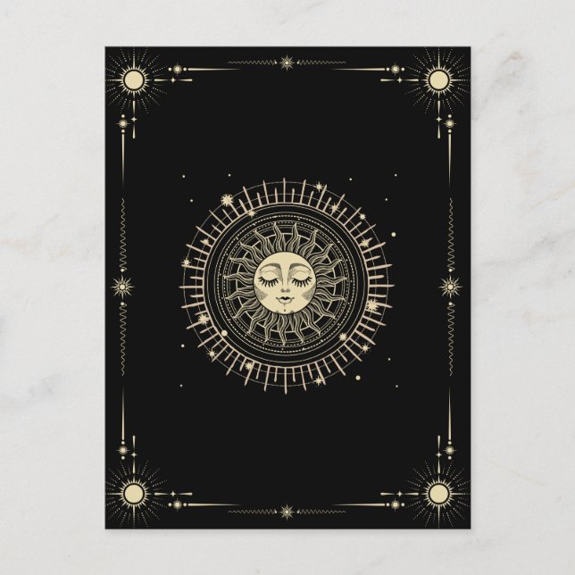Postal Sol mágico de tarot boho místico (Anverso)