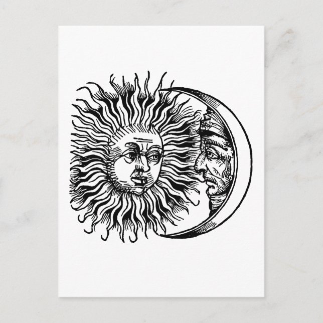 Postal Sol medieval y luna (Anverso)