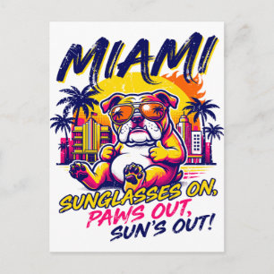 Postal Sol Miami Florida Retro Bulldog Vibraciones de Pla