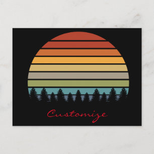 Postal Sol multicolor a rayas con árboles Thunder_Cove