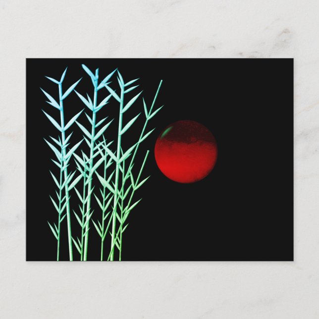 Postal Sol rojo blanco zen (Anverso)