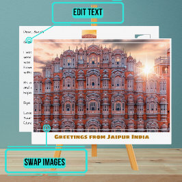 Postal Sol sobre Hawa Mahal en Jaipur India