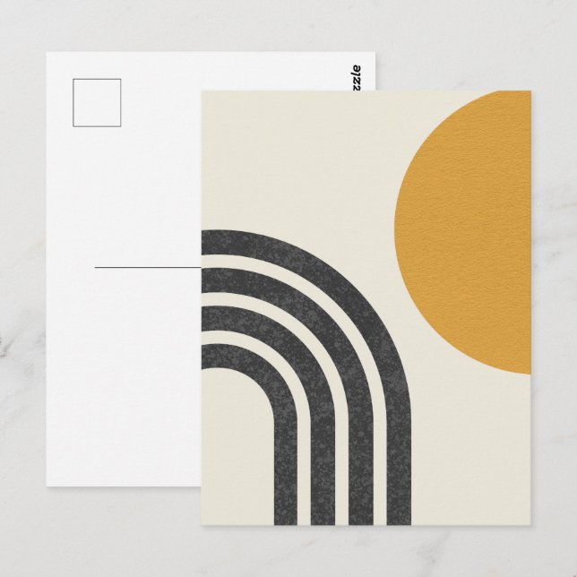 Postal Sol y arcoiris modernos de mediados de siglo (Anverso / Reverso)