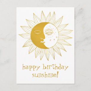 Postal Sol y Luna Alegre FELIZ CUMPLEAÑOS PERSONALIZADO O