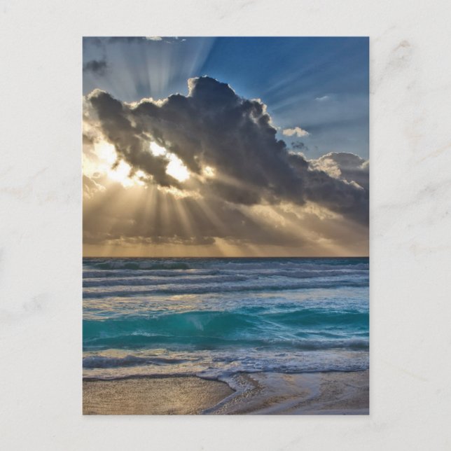 Postal Sol y nubes sobre el océano (Anverso)