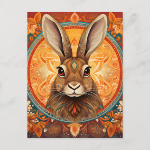 Postal Solarpunk Bunny de ojos marrones