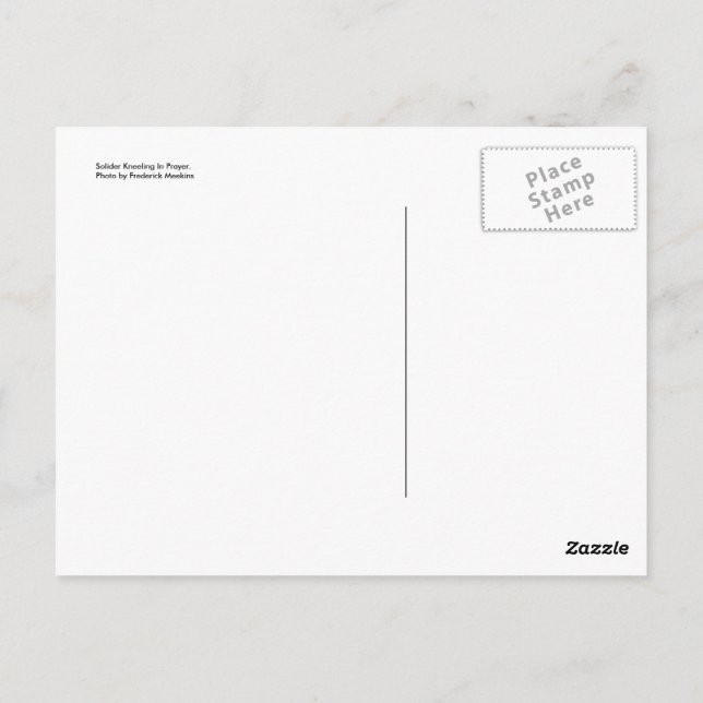 Postal Soldado arrodillándose en la oración (Reverso)