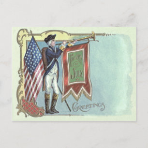 Postal Soldado de la Guerra de Independencia Bandera Amer