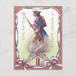 Postal Soldado de la Guerra de la Revolución Fuegos Artif