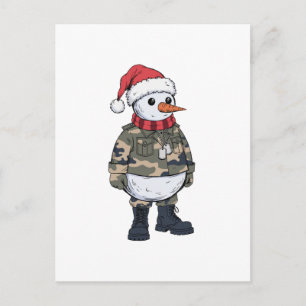 Postal Soldado de Muñeco de Nieve Navidad 2026 Militar de
