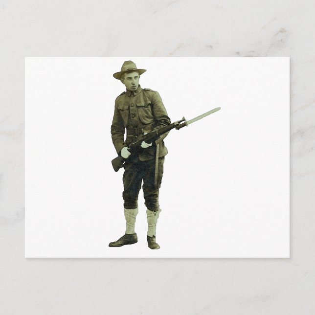 Postal Soldado Doughboy de la Vieja Guerra Mundial (Anverso)