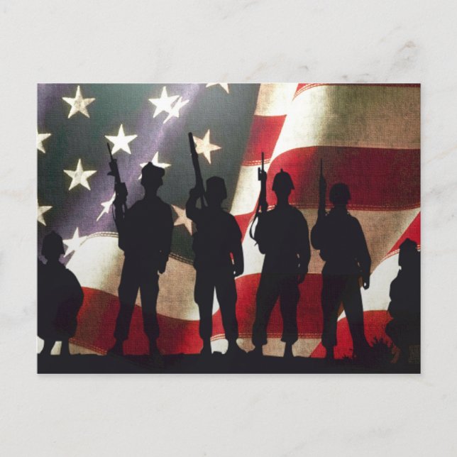 Postal Soldado militar patriótico Silhouette (Anverso)