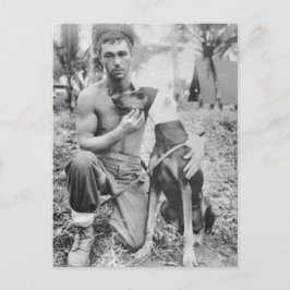 Postal Soldado y perro