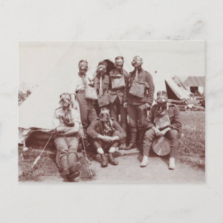 Postal Soldados de la Primera Guerra Mundial en máscaras 